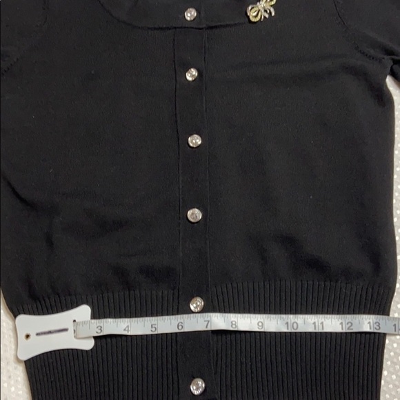 SweaterWorks Silk-Blend Black Cardigan Medium - Picture 4 of 8